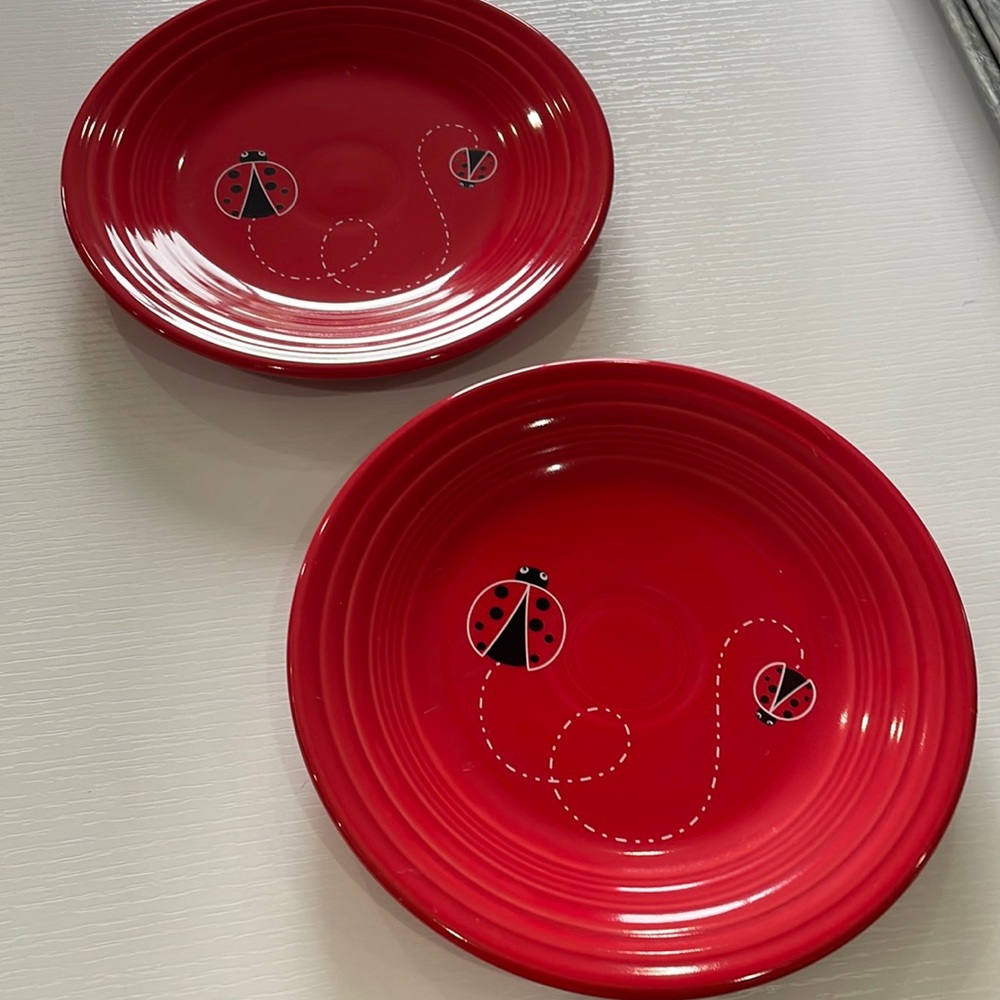 Pair of Fiesta lady bug luncheon plates